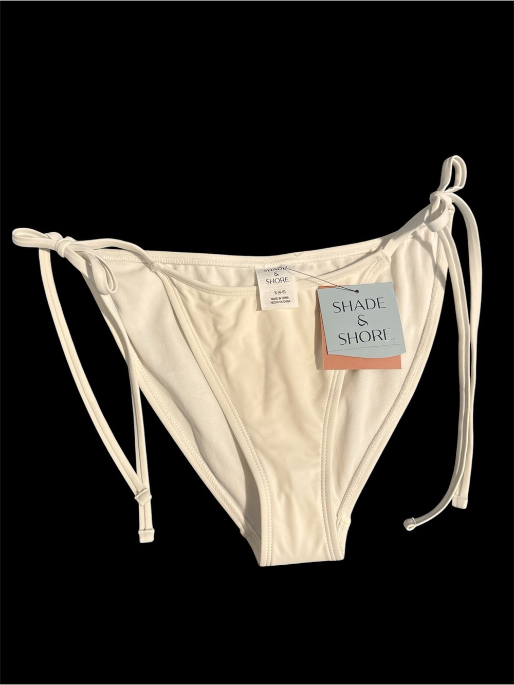 Shade & Shore Women's Cream Tie-Side Bikini Bottoms